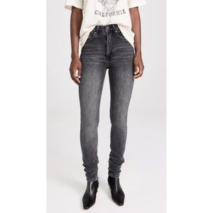 NWT Anine Bing Dark Gray Beck High Rise Skinny Silhouette Jeans 5-Pocket 25